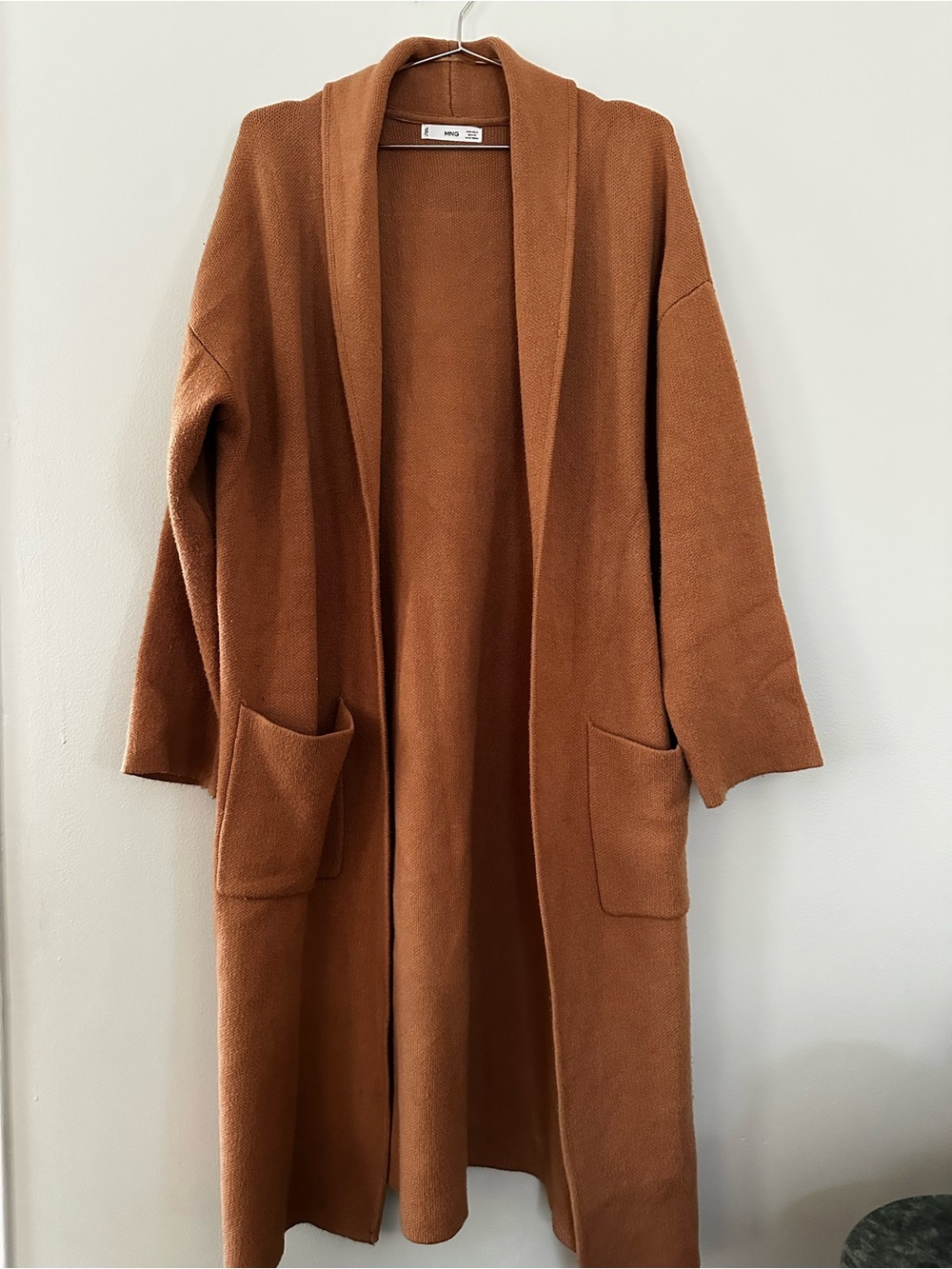 Mango MNG Camel Longline Knit Cardigan Coatigan Duster S